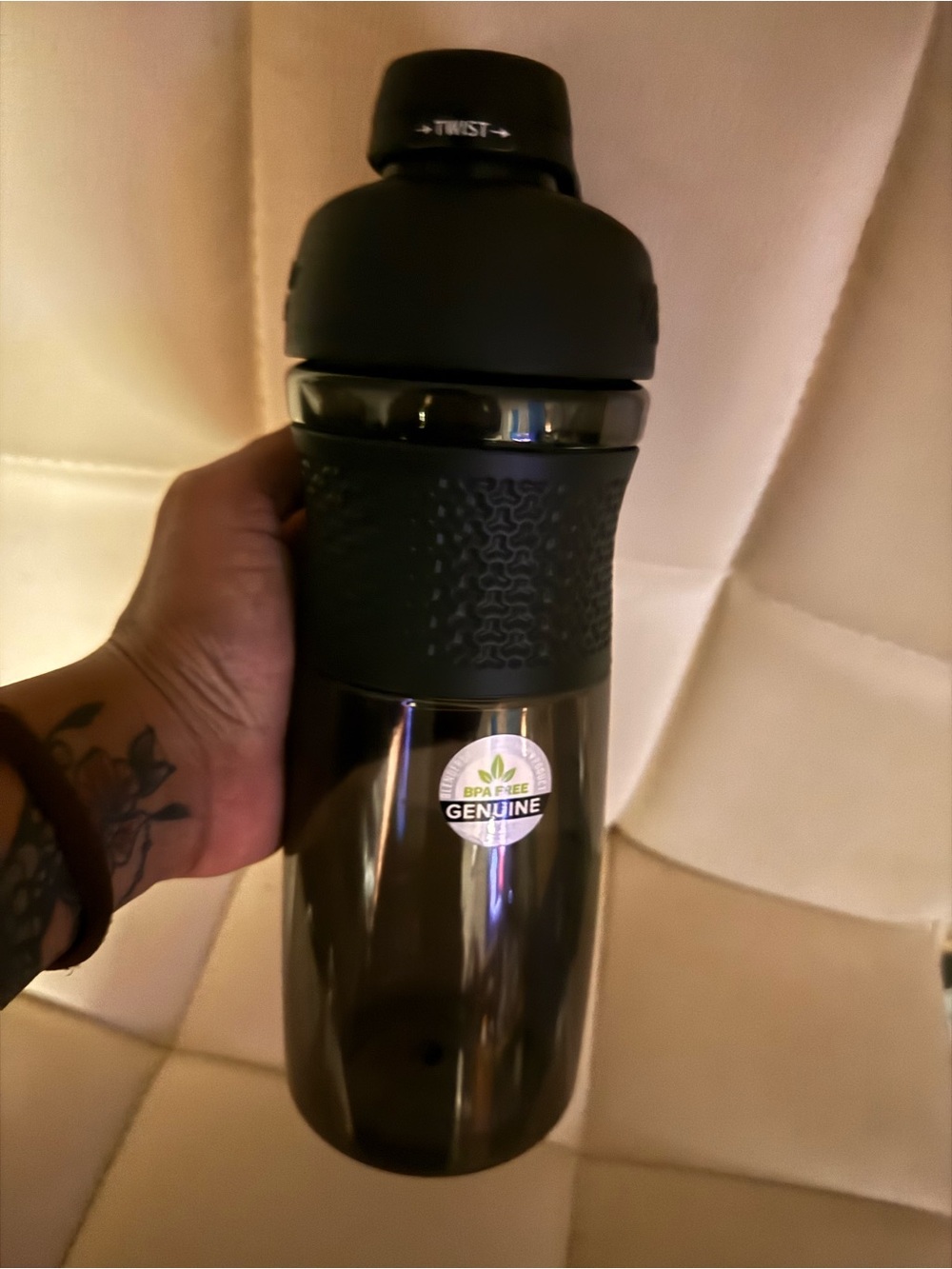 Black BPA-Free Travel Water Bottle with Grip
